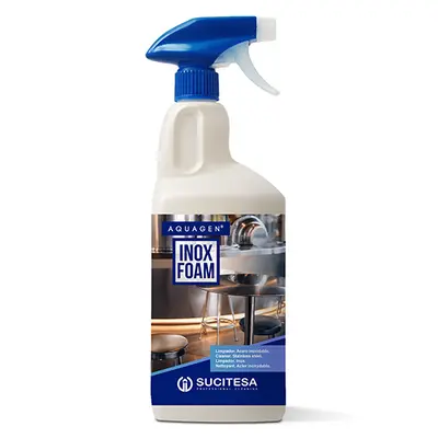 AQUAGEN INOX FOAM ефективно премахва замърсявания и отпечатъци от пръсти, като възстановява и защитава блясъка на неръждаемата стомана.
Формулата е напълно готова за употреба и предпазва металните повърхности от последващи зацапвания в професионални обекти.