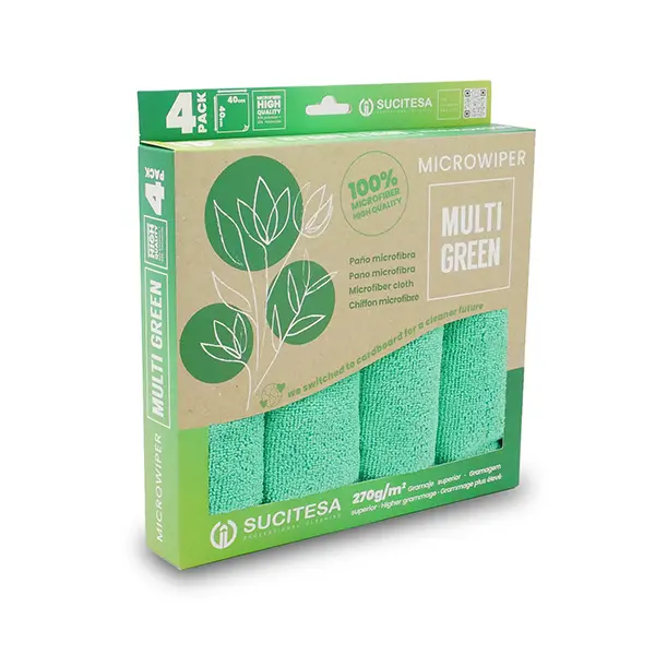 MICROWIPER MULTI GREEN осигурява максимална сила на търкане и абсорбира прах, грес и замърсявания до 7 пъти от собственото си тегло.
Зеленият цвят помага за предотвратяване на кръстосана контаминация, а микрофибърът е високоустойчив на деформация, алкални продукти и белина.