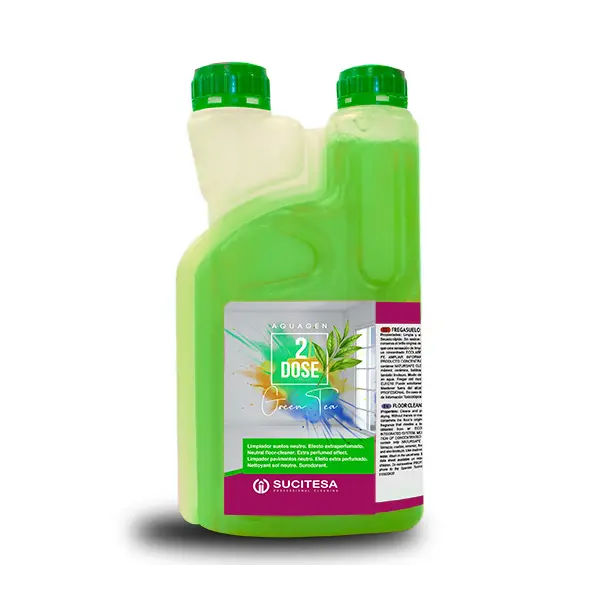 AQUAGEN 2DOSE GREEN TEA отстранява тежки замърсявания и осигурява дълготраен, интензивен аромат на зелен чай.
Формулата е самосъхнеща, не изисква изплакване и е напълно подходяща за всякакви видове миещи се подове.