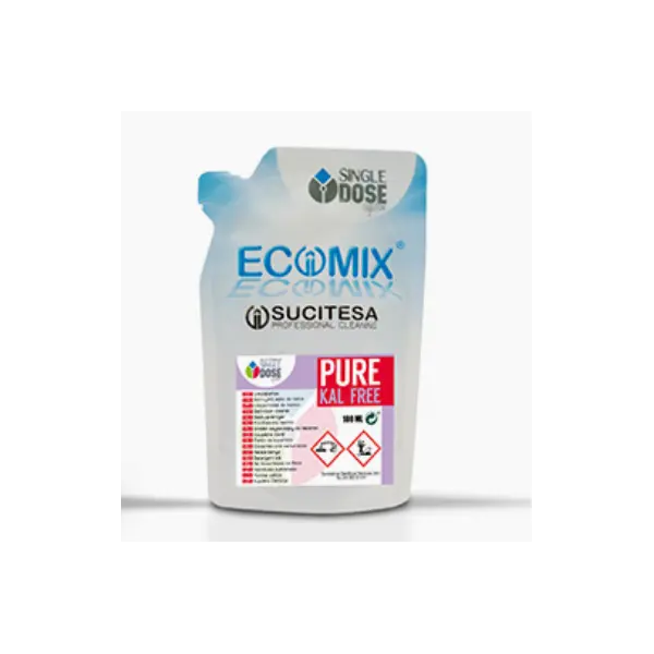 ECOMIX PURE KAL-FREE е висококонцентриран препарат за ефикасно премахване на котлен камък от подове в бани и душ кабини.
Продуктът е част от интегрираната система ECOMIX и се разрежда прецизно чрез оборудване EASYMIX или под формата на удобни монодози.