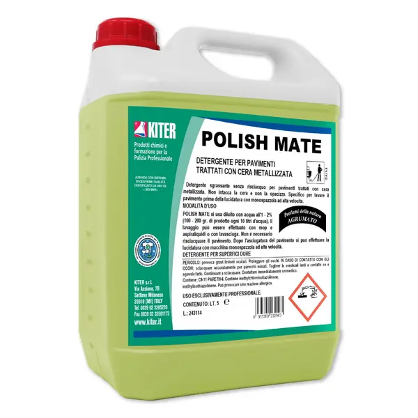 POLISH MATE - професионален обезмаслител без изплакване за подове с метализиран восък с аромат на цитруси Kiter